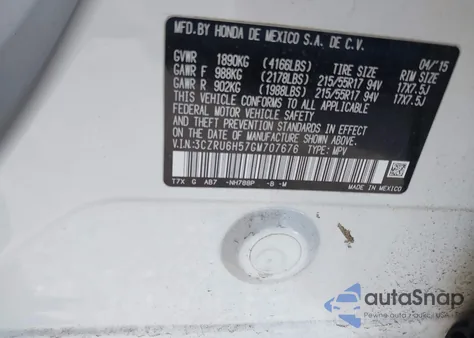 2016 Honda Hr-V Ex z USA, uszkodzony, nr VIN 3CZRU6H57GM707676